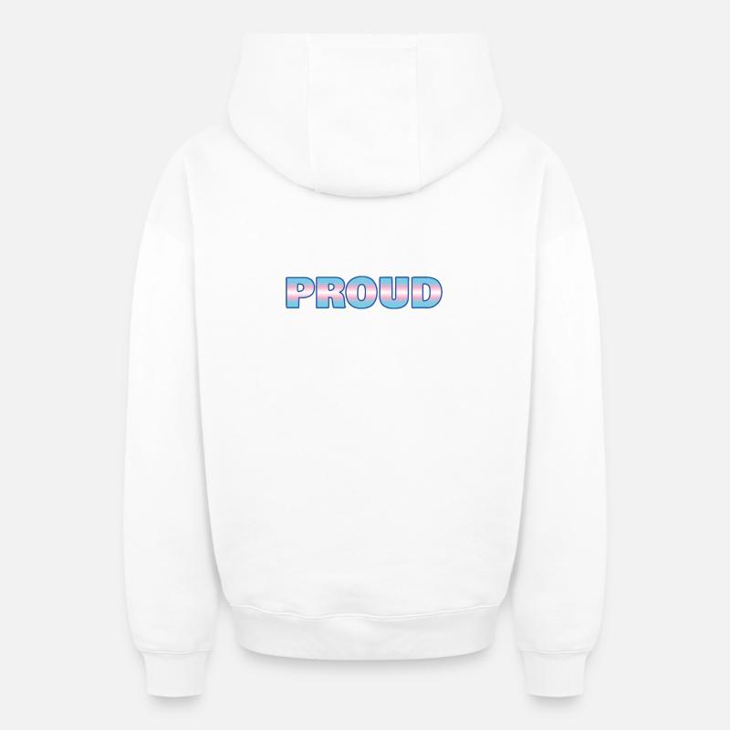 Fierté trans - Sweat à capuche unisexe zippé oversize épais SPREAD - blanc