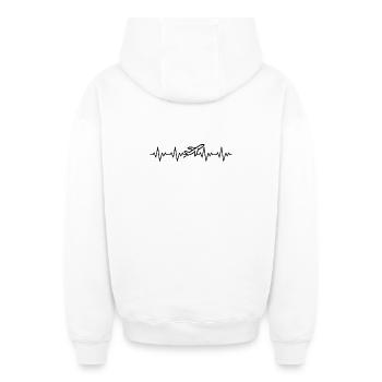 Battement cardiaque ECG du pilote d’avion - Sweat à capuche unisexe zippé oversize épais SPREAD - blanc - Dos - AI Model Male 178 light (178cm)