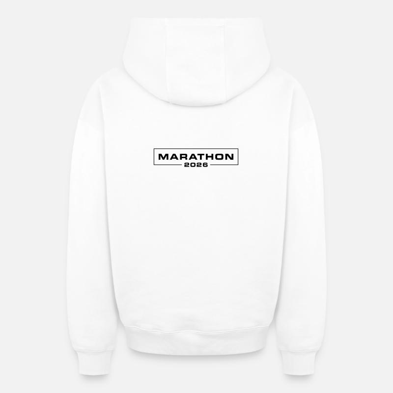 Marathon 2026 - Sweat à capuche unisexe zippé oversize épais SPREAD - blanc