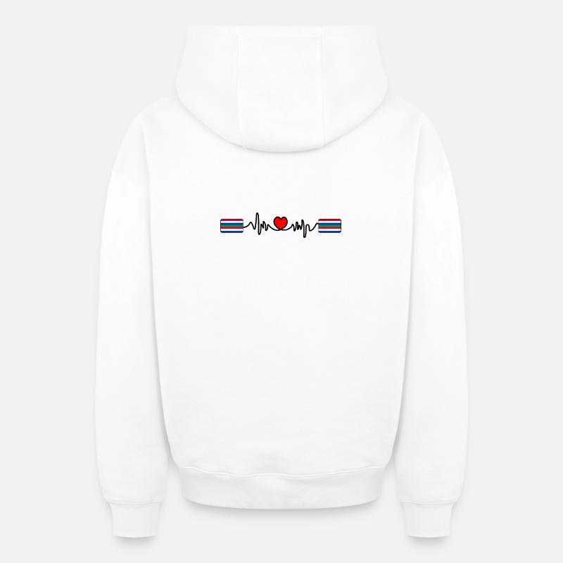 Logo Schier Pulse – Style Île - Sweat à capuche unisexe zippé oversize épais SPREAD - blanc