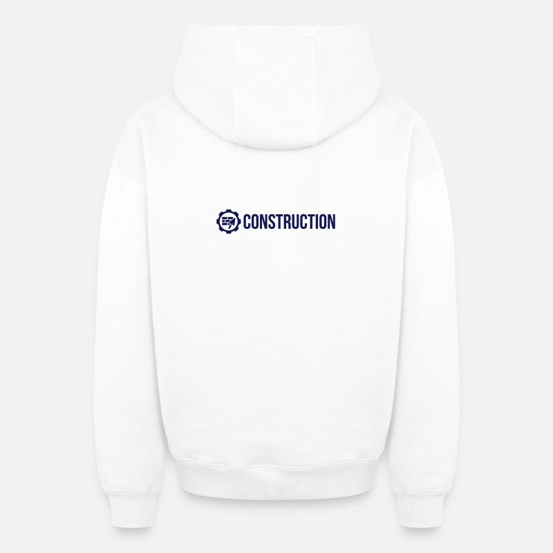 Construction - Sweat à capuche unisexe zippé oversize épais SPREAD - blanc