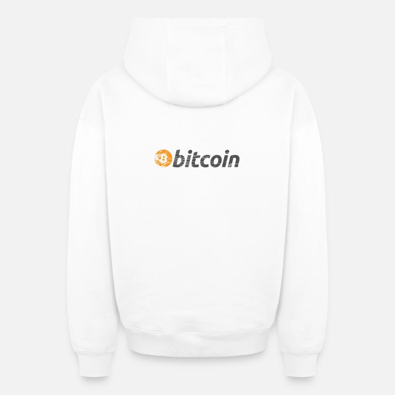 Bitcoin Logo Original BTC - Sweat à capuche unisexe zippé oversize épais SPREAD - blanc