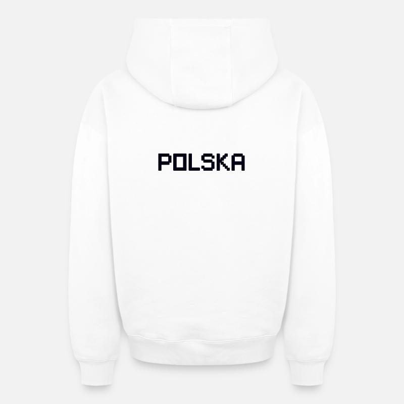 POLSKA, Pologne - Sweat à capuche unisexe zippé oversize épais SPREAD - blanc