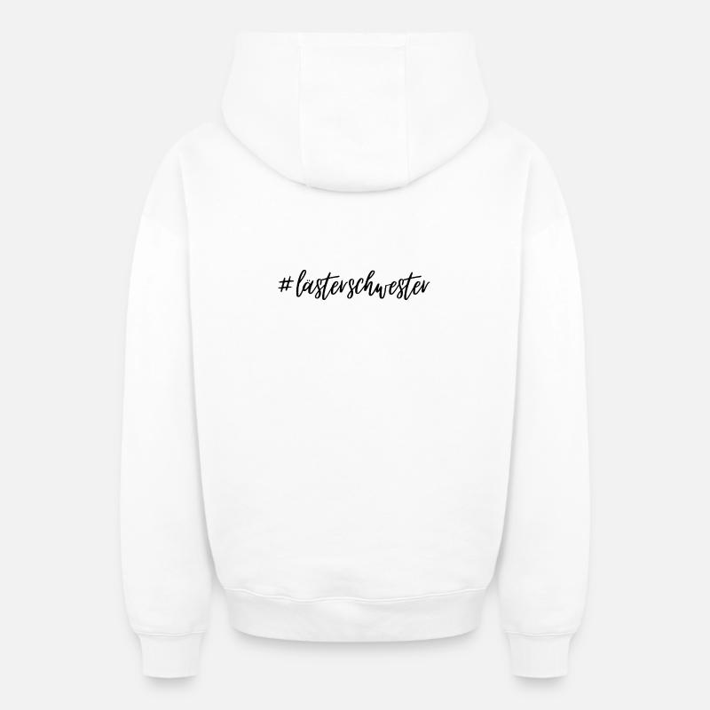 #Lästerschwester - Sweat à capuche unisexe zippé oversize épais SPREAD - blanc