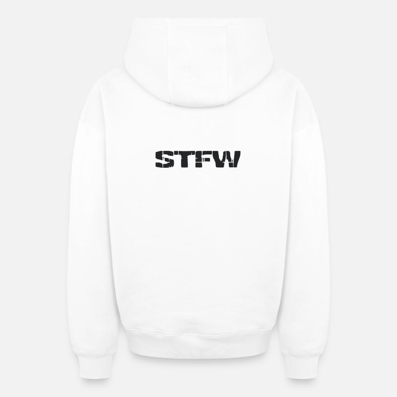 STFW - Search the fucking web - Sweat à capuche unisexe zippé oversize épais SPREAD - blanc