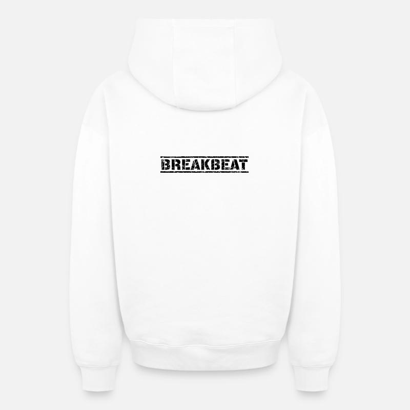 Breakbeat - Sweat à capuche unisexe zippé oversize épais SPREAD - blanc