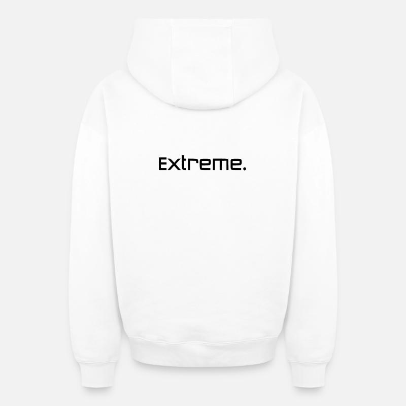 Noir extrême - Sweat à capuche unisexe zippé oversize épais SPREAD - blanc