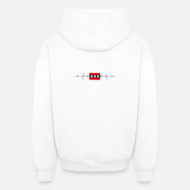 Drapeau d’Amsterdam Heartbeat - Sweat à capuche unisexe zippé oversize épais SPREAD - blanc
