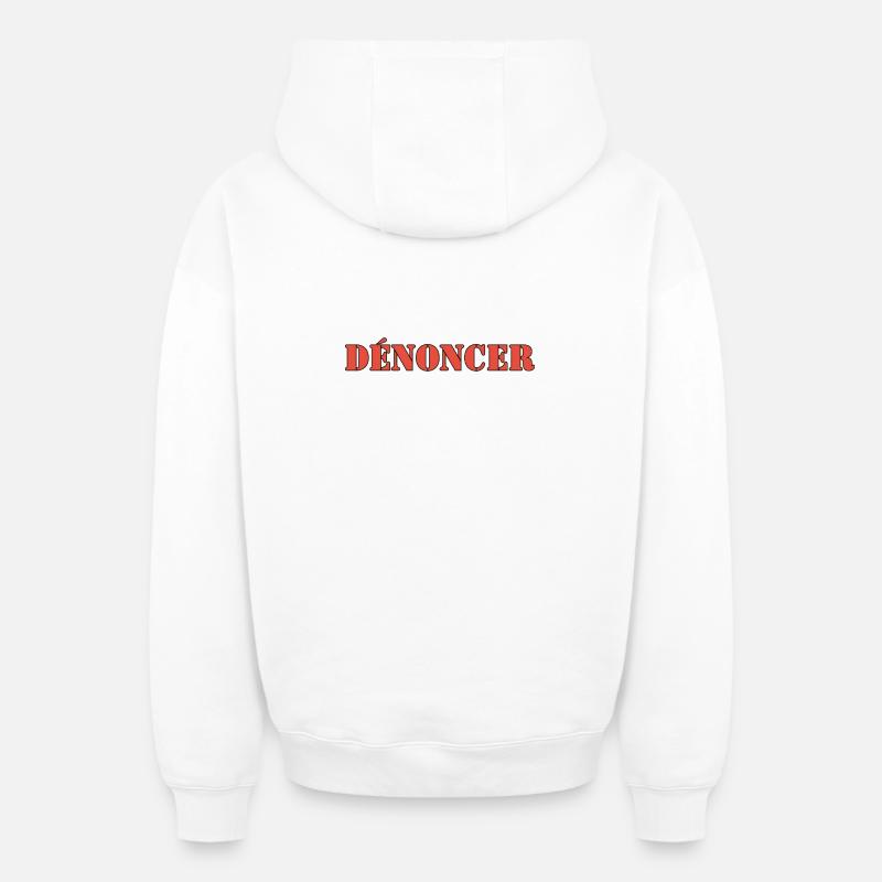 DÉNONCER - Sweat à capuche unisexe zippé oversize épais SPREAD - blanc