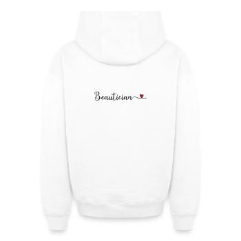 Kosmetikerin - Oversized Heavyweight Unisex Zip Hoodie - Weiß - Hinten - AI Model Male 178 light (178cm)
