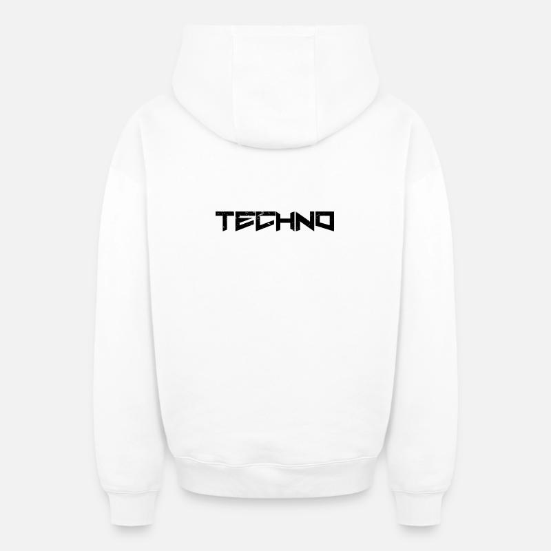 Techno - Oversized Heavyweight Unisex Zip Hoodie - Weiß