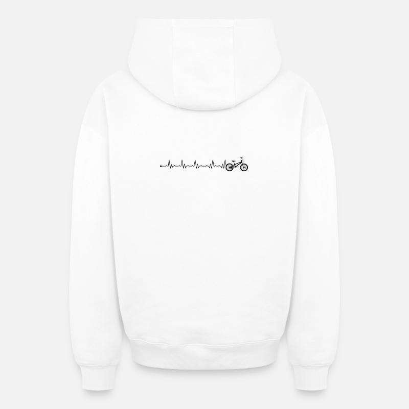 Heartbeat vélo bmx - Sweat à capuche unisexe zippé oversize épais SPREAD - blanc