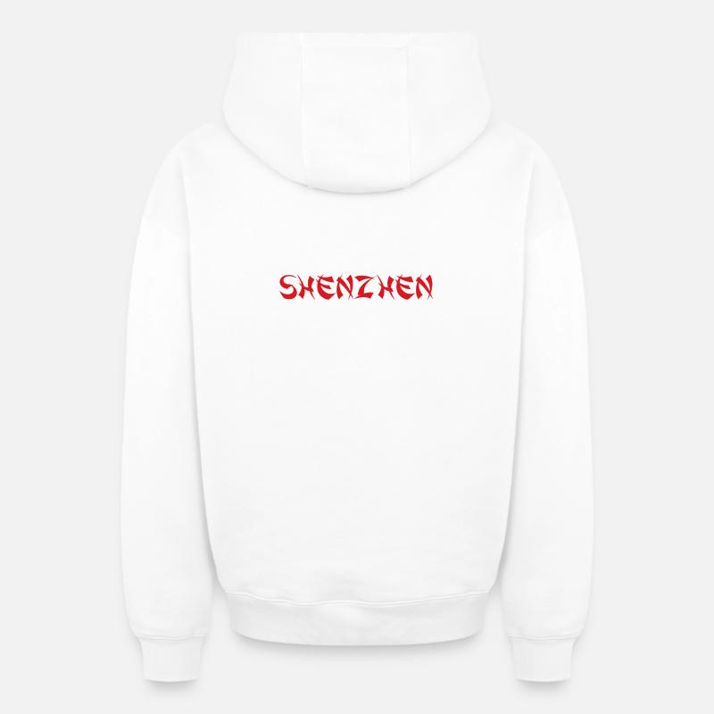 SHENZHEN - Sweat à capuche unisexe zippé oversize épais SPREAD - blanc
