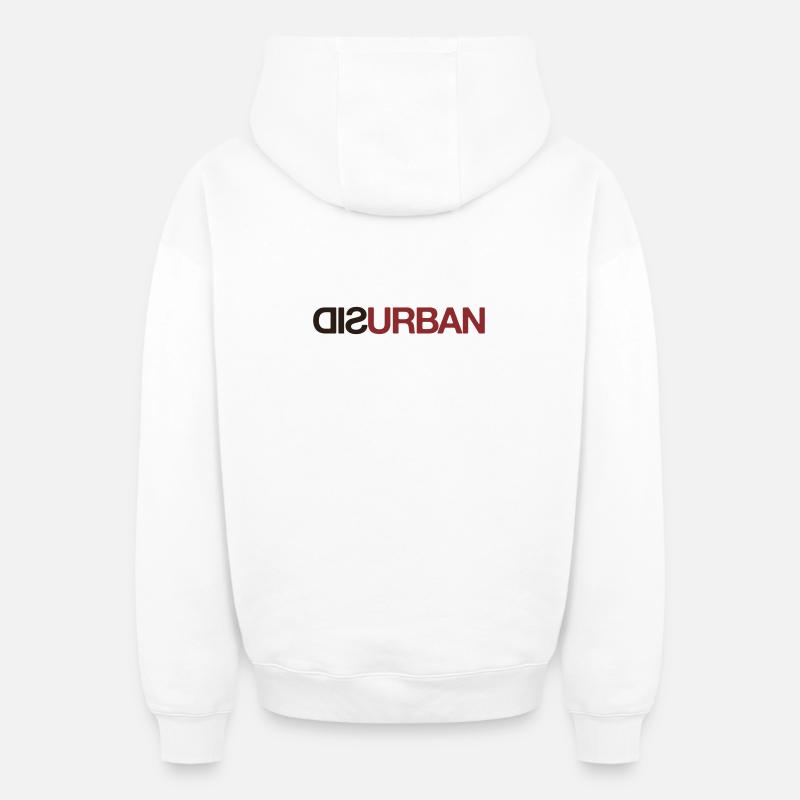 DISURBAN - Sweat à capuche unisexe zippé oversize épais SPREAD - blanc