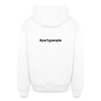 PARTY PEOPLE Hashtag Clubber Disco Diskokugel - Oversized Heavyweight Unisex Zip Hoodie - Weiß - Hinten - AI Model Male 178 light (178cm)