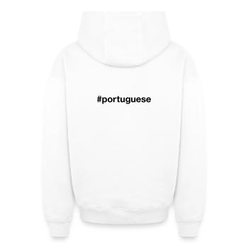 PORTUGAIS Hashtag Portugiesisch Portugal - Sweat à capuche unisexe zippé oversize épais SPREAD - blanc - Dos - AI Model Male 178 light (178cm)