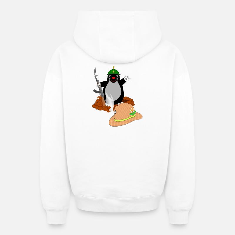 Bataille Mole - Sweat à capuche unisexe zippé oversize épais SPREAD - blanc