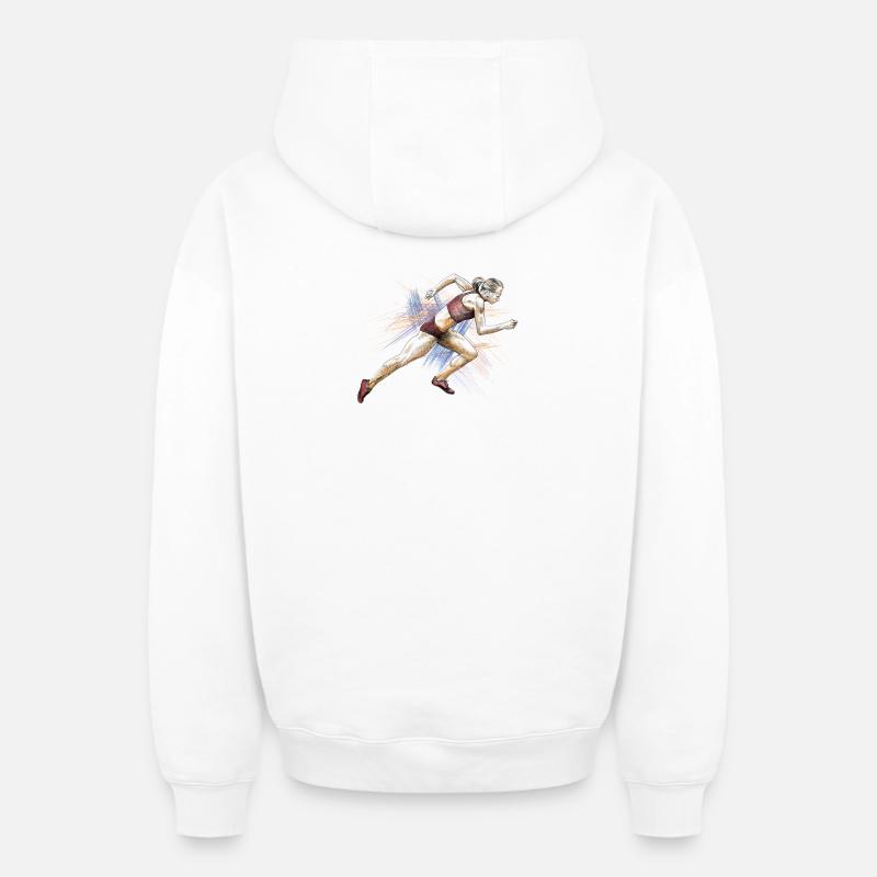 Runner - Sweat à capuche unisexe zippé oversize épais SPREAD - blanc