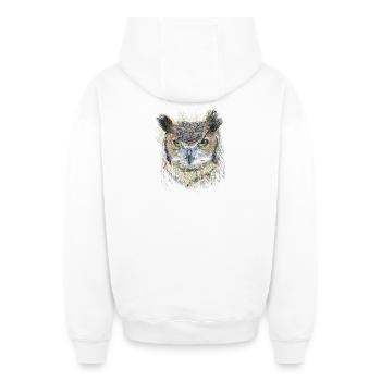 Owl - Oversized Heavyweight Unisex Zip Hoodie - white - Back - AI Model Male 178 light (178cm)
