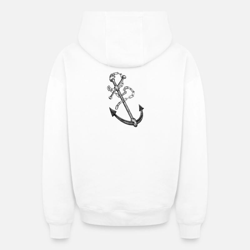 Anchor - Sweat à capuche unisexe zippé oversize épais SPREAD - blanc