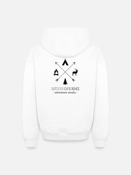 Outdoor Experience Adventure Awaits - Oversized Heavyweight Unisex Zip Hoodie - white