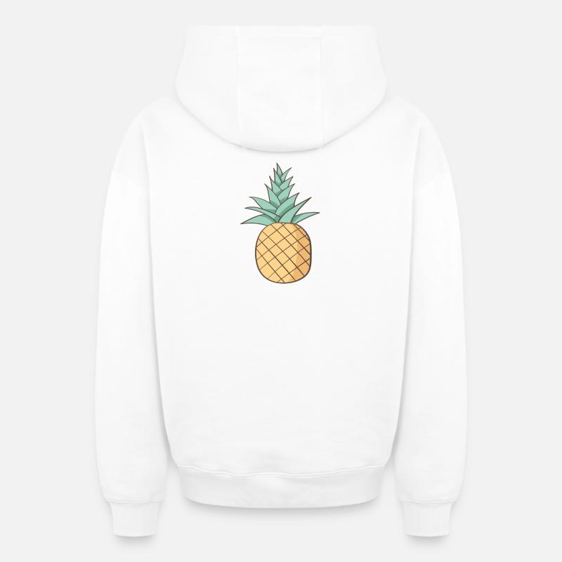 Ananas - Sweat à capuche unisexe zippé oversize épais SPREAD - blanc