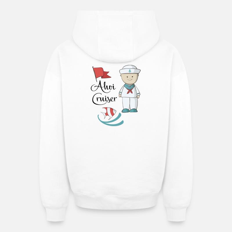 maritime - Sweat à capuche unisexe zippé oversize épais SPREAD - blanc