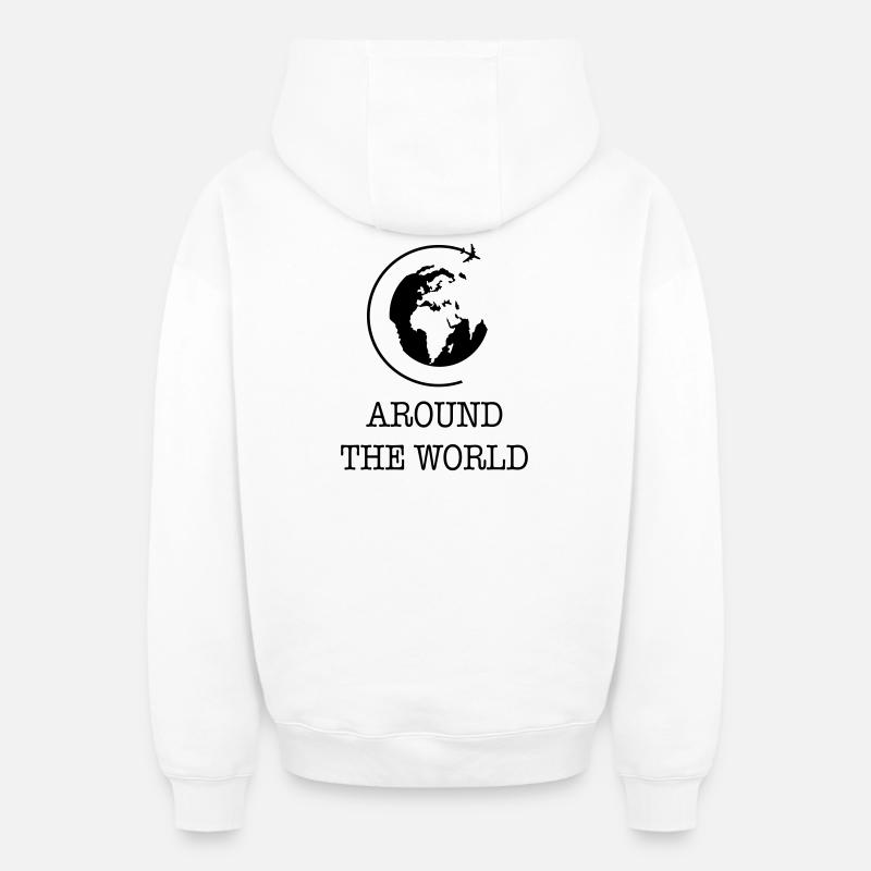 Tour du monde - Sweat à capuche unisexe zippé oversize épais SPREAD - blanc