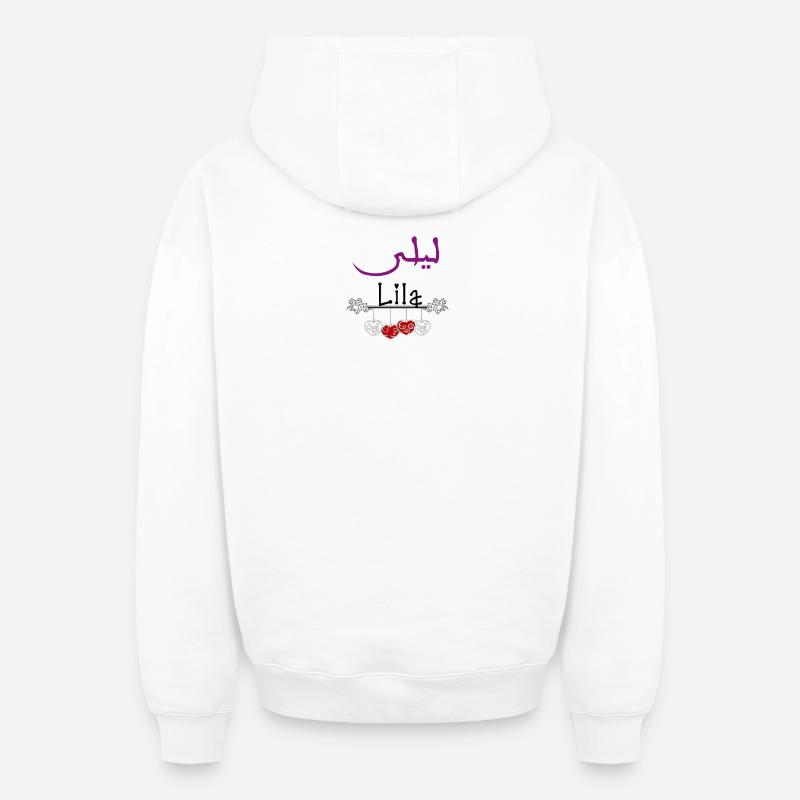 Prénom Lila - Sweat à capuche unisexe zippé oversize épais SPREAD - blanc
