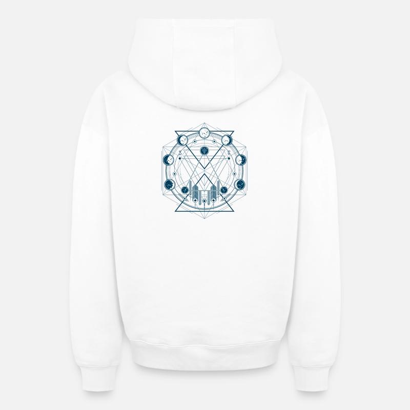 géométrie - Sweat à capuche unisexe zippé oversize épais SPREAD - blanc