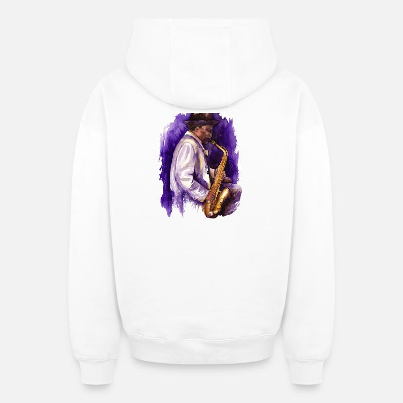 saxo - Sweat à capuche unisexe zippé oversize épais SPREAD - blanc