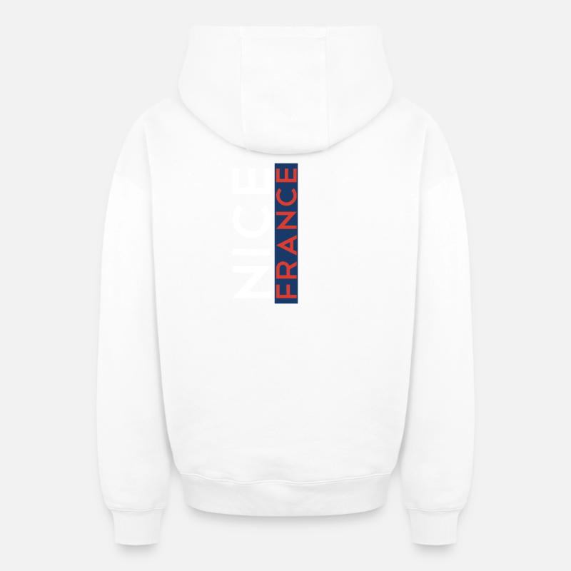 Nizza Frankreich Nice France - Sweat à capuche unisexe zippé oversize épais SPREAD - blanc