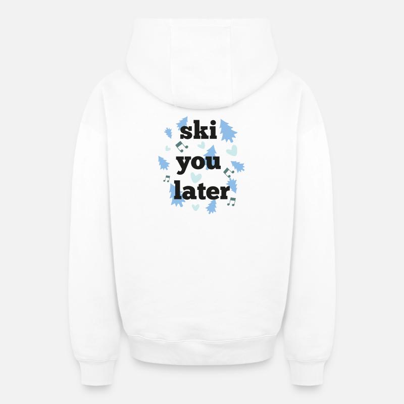 Ski plus tard - Sweat à capuche unisexe zippé oversize épais SPREAD - blanc