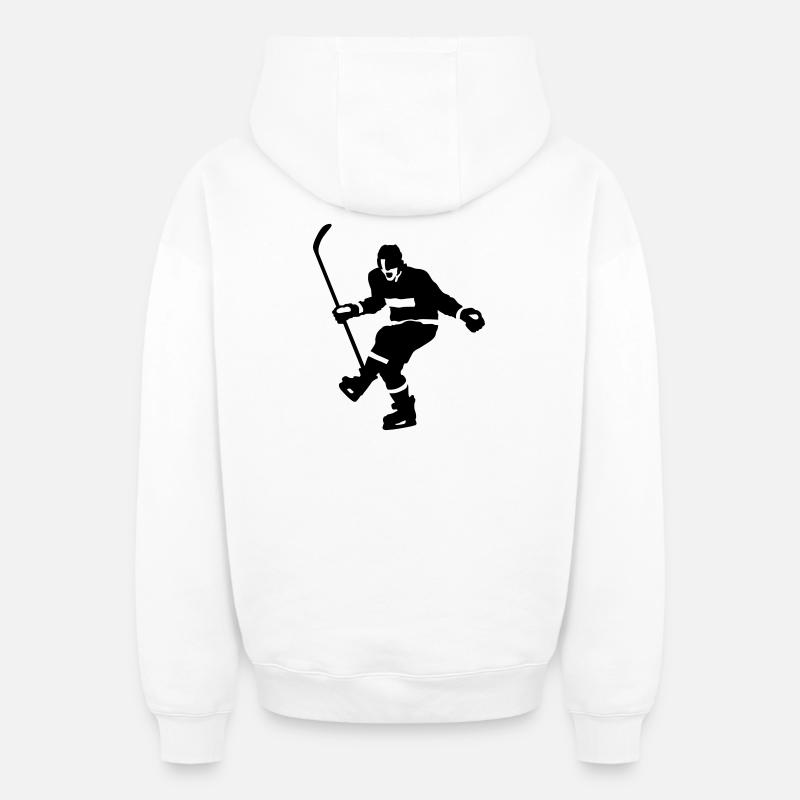 hockey goal - Sweat à capuche unisexe zippé oversize épais SPREAD - blanc