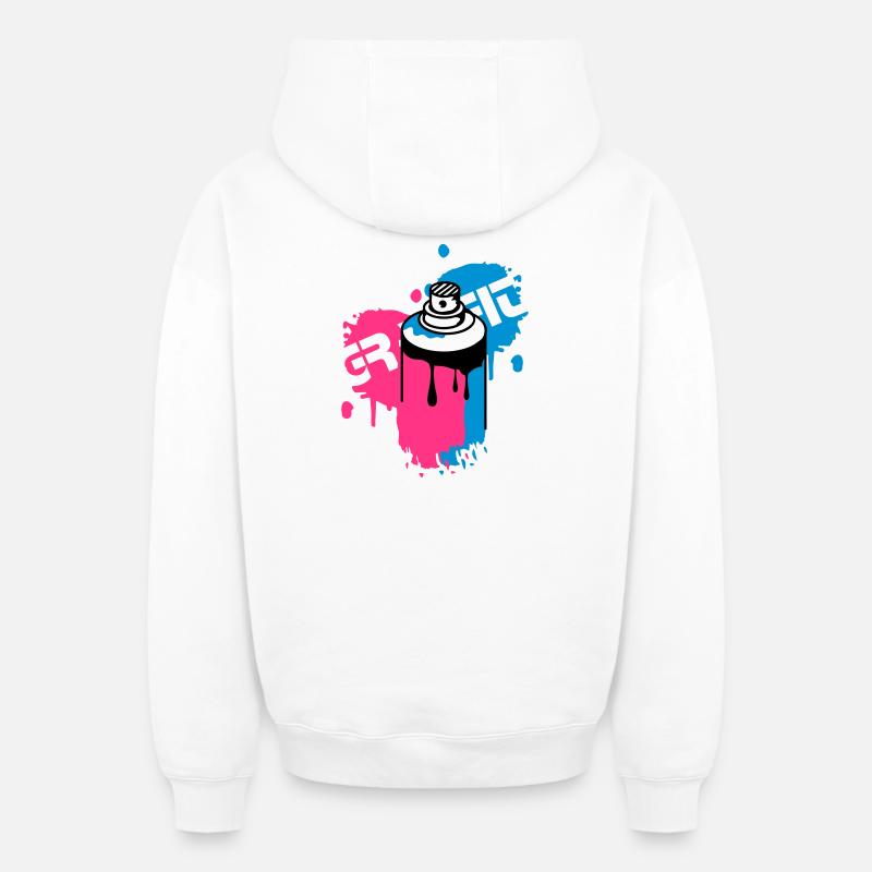 graffiti bombe aérosol - Sweat à capuche unisexe zippé oversize épais SPREAD - blanc