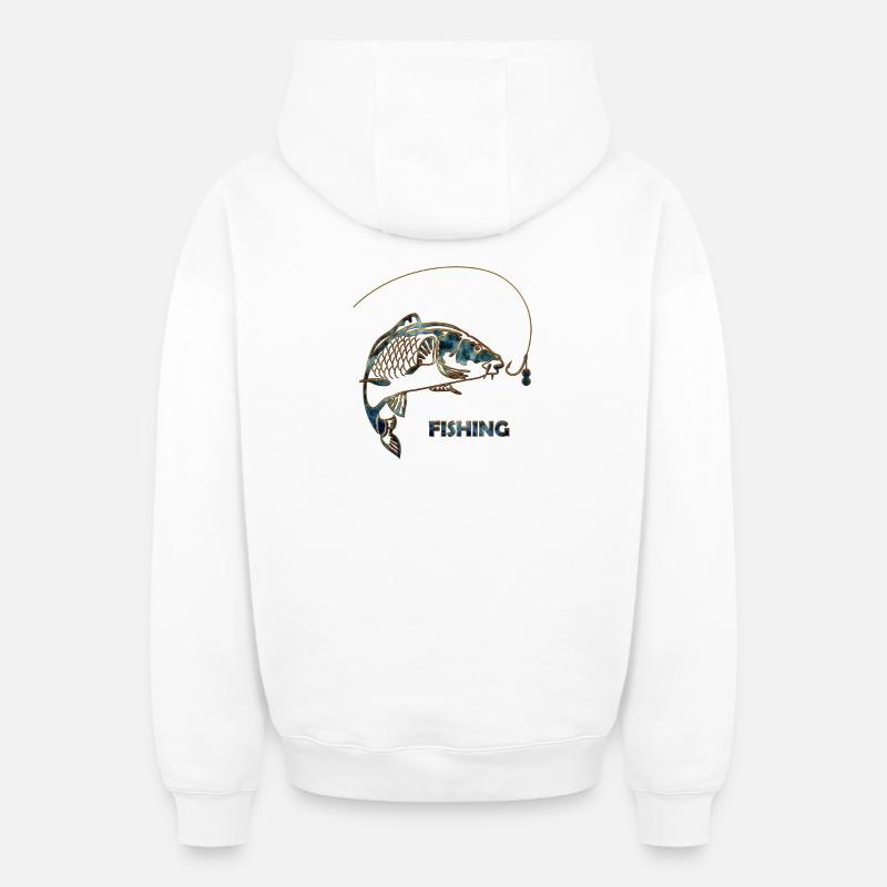 pêche - Sweat à capuche unisexe zippé oversize épais SPREAD - blanc