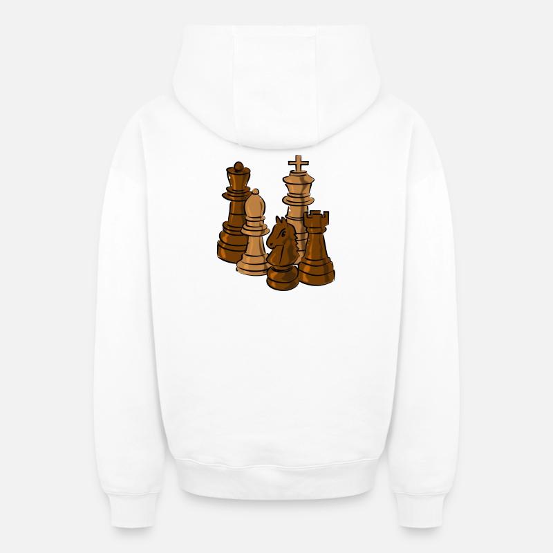 échecs - Sweat à capuche unisexe zippé oversize épais SPREAD - blanc