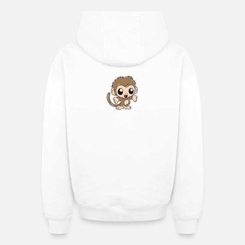 singe - Sweat à capuche unisexe zippé oversize épais SPREAD - blanc