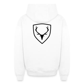 Armoiries avec bois - Sweat à capuche unisexe zippé oversize épais SPREAD - blanc - Dos - AI Model Male 178 light (178cm)