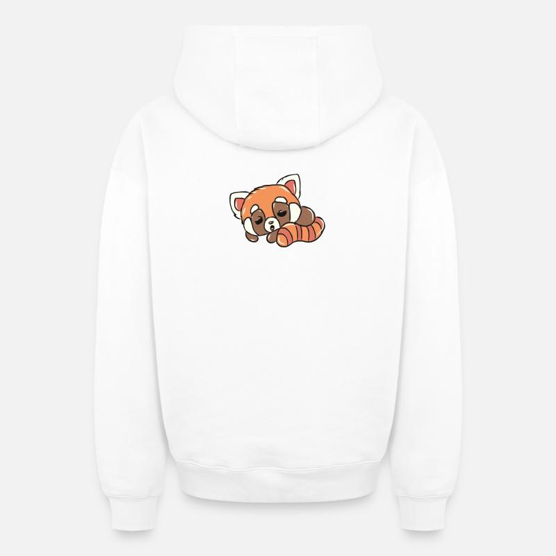 Panda rouge - Sweat à capuche unisexe zippé oversize épais SPREAD - blanc