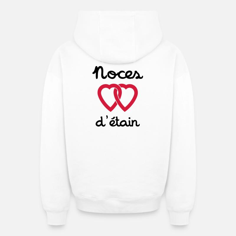Noces d'étain - Sweat à capuche unisexe zippé oversize épais SPREAD - blanc