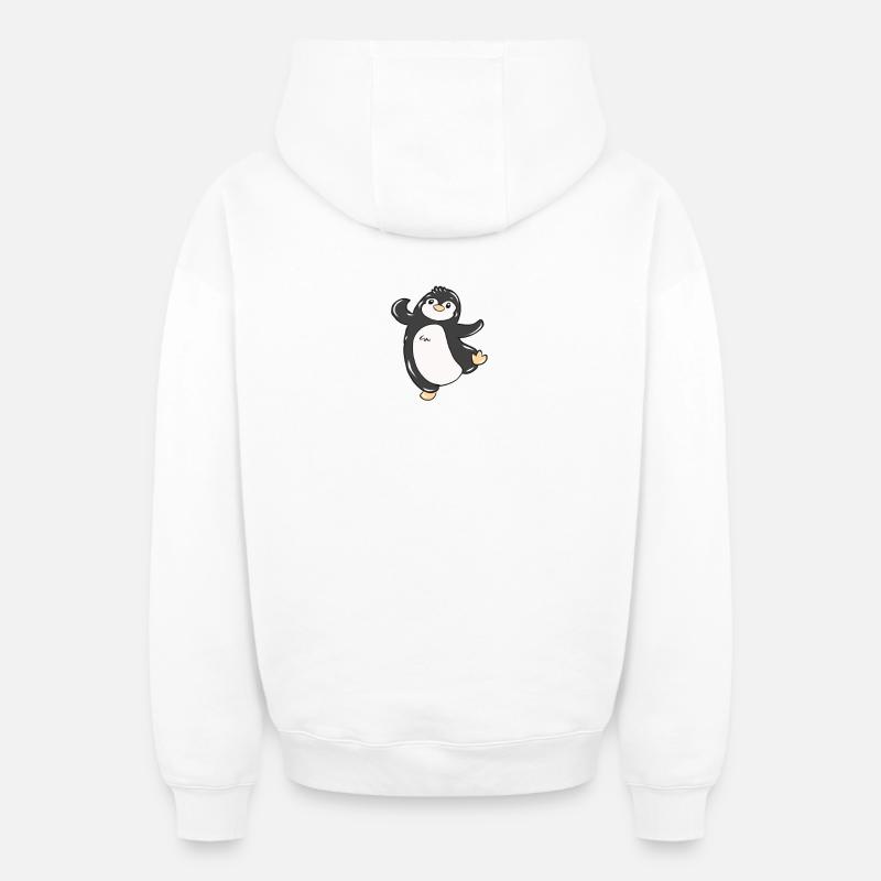 manchot - Sweat à capuche unisexe zippé oversize épais SPREAD - blanc