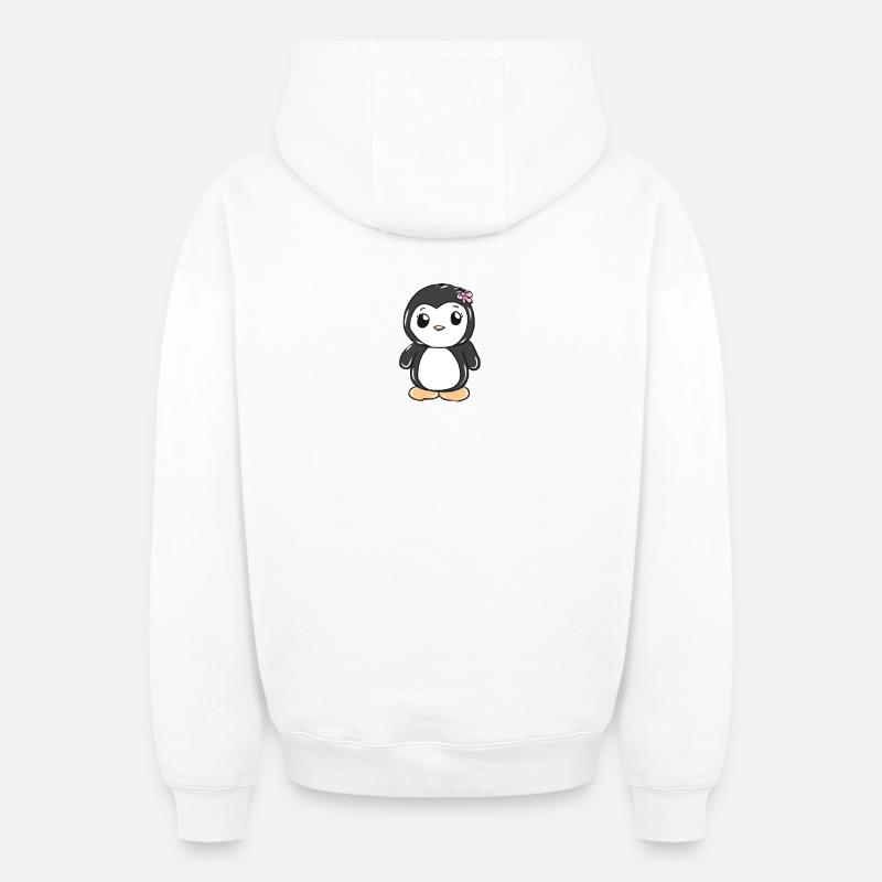 manchot - Sweat à capuche unisexe zippé oversize épais SPREAD - blanc