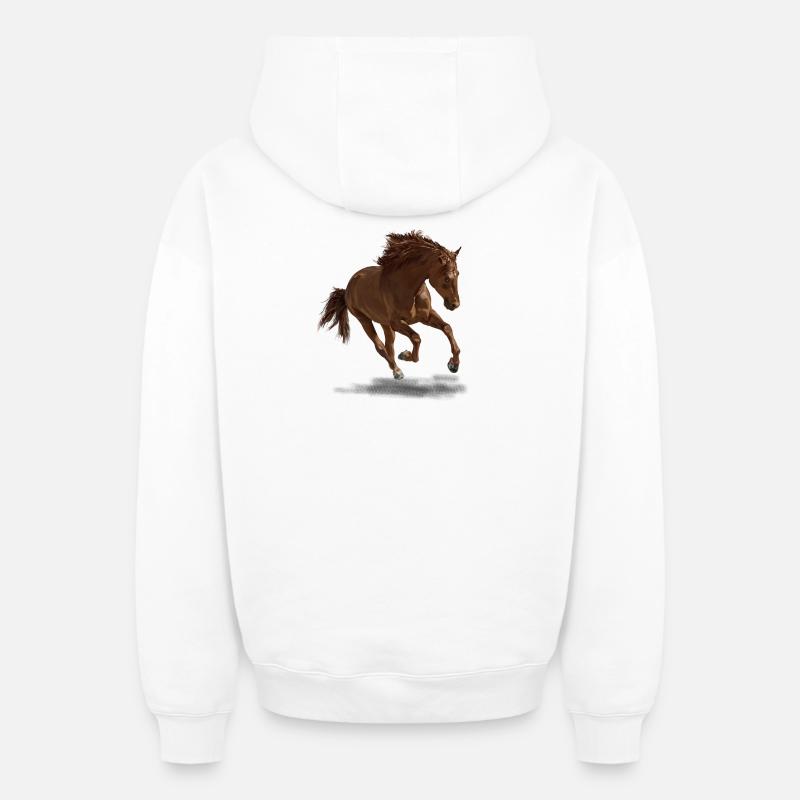 Cheval - Sweat à capuche unisexe zippé oversize épais SPREAD - blanc