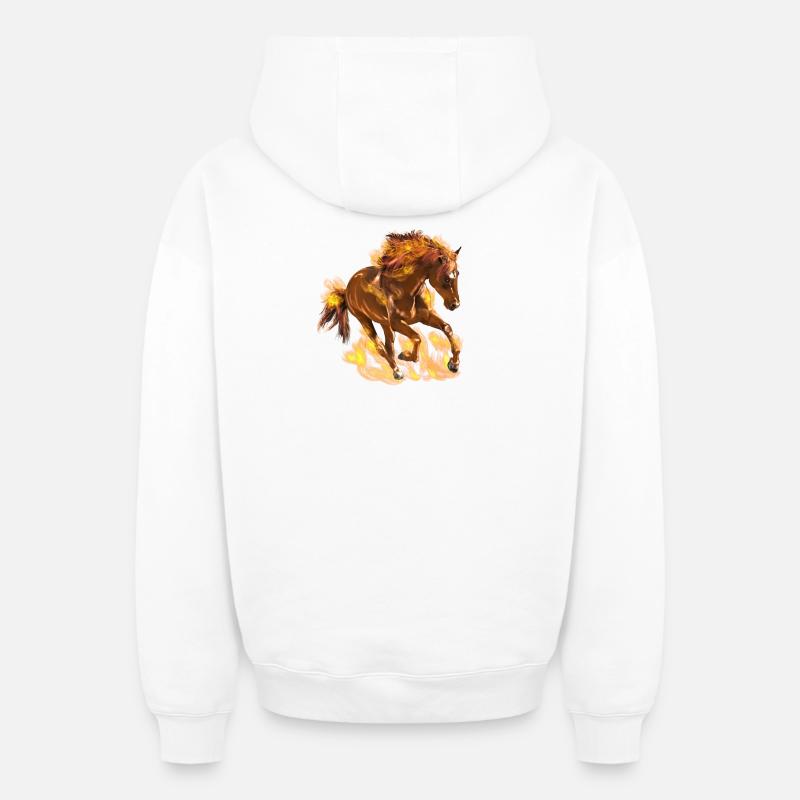 Cheval - Sweat à capuche unisexe zippé oversize épais SPREAD - blanc