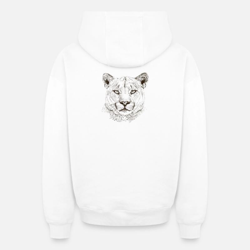 cougar - Sweat à capuche unisexe zippé oversize épais SPREAD - blanc