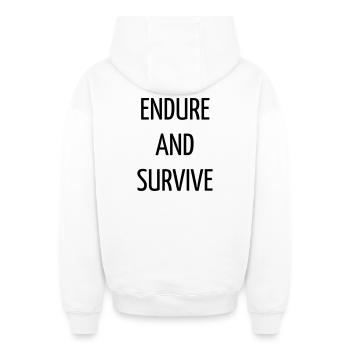 Zitat / Geek / Gaming / Videospiele / Nerd - Oversized Heavyweight Unisex Zip Hoodie - Weiß - Hinten - AI Model Male 178 light (178cm)