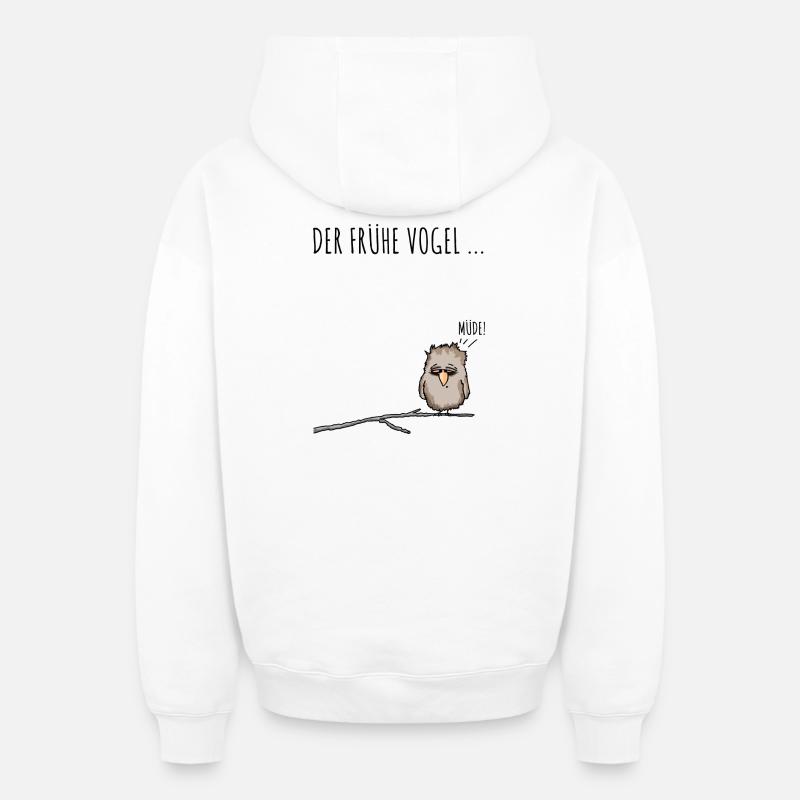 Der fruehe Vogel schwarz - Oversized Heavyweight Unisex Zip Hoodie - Weiß