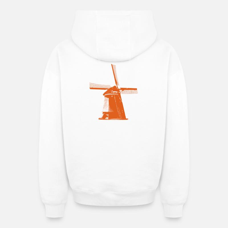 Moulin à vent Pays-Bas - Sweat à capuche unisexe zippé oversize épais SPREAD - blanc