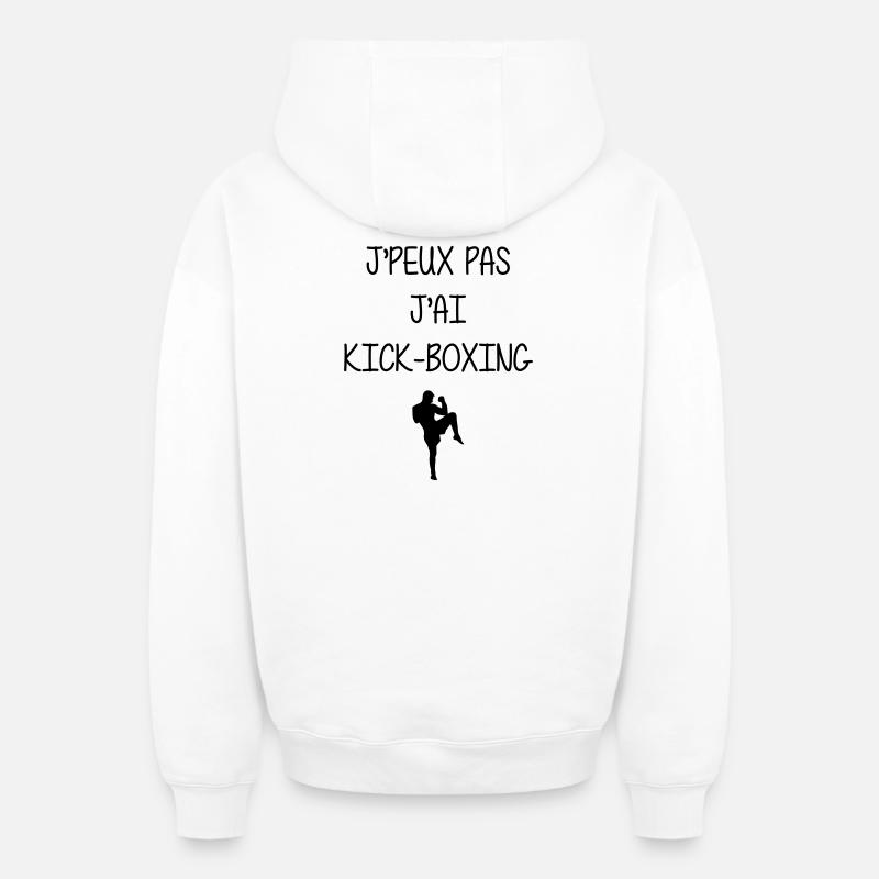 Kickboxing / Kick-Boxeur / Kick Boxing / - Sweat à capuche unisexe zippé oversize épais SPREAD - blanc